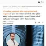 Miraculous comeback after road accident and surgery:27-year-old escapes paralysis after spinal injury, undergoes emergency surgery, starts rehab early, and walks again within three months- Published by Bhaskar English
